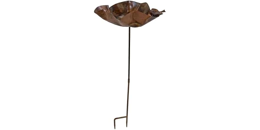 Sunnydaze 34.25" Iron Staked Bird Bath - Copper