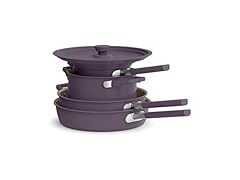 BELLA 9-Piece StoreMore Cookware Set Plum