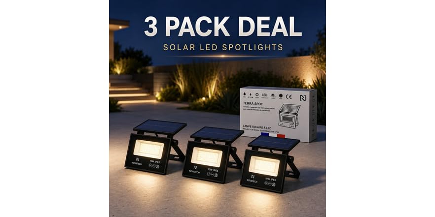Woot! App: $24.99 | HAKOL 3 Pack 6500K 10W SUPER-BRIGHT WATERPROOF SOLAR Light at Woot!