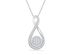 10K White Gold Diamond Accent Dia Cluster Infinity Necklace