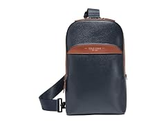 Cole Haan Men's Bag - Damon North/South Sling Crossbody Bag, Navy Blazer/New British Tan