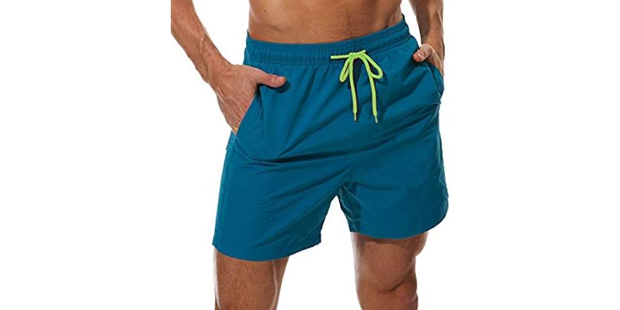 SILKWORLD Men's 6 Inch Swim Trunks - Quick Dry, 2-in-1 With Compression Liner & Zipper Pockets