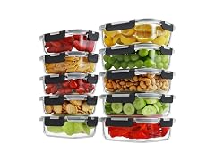 HOMBERKING 10-Pack Glass Meal Prep Containers