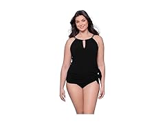 Aqua Green Women (L) Keyhole Neckline Swimdress