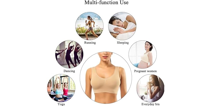 Women's Seamless Wireless Sports Bra – Soft Stretchy Push-Up with Removable Padding, 7 Colors