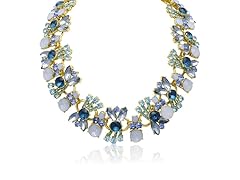 Aqua And Sapphire Crystal Bib Necklace