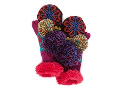 Flower Fairisle Pom Mittens