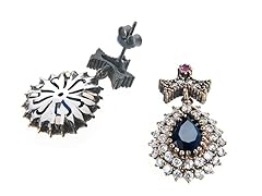 SS Dyed Sapphire & White CZ Genuine Semi-Precious Gemstone Earrings