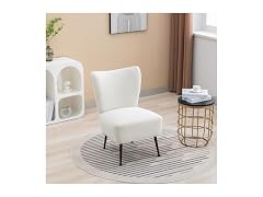 Armless Accent Chair, Upholstered, Beige