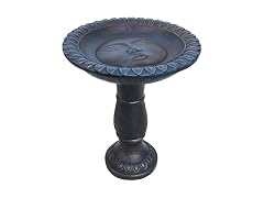 Sunnydaze 26” H Concrete Bird Bath Patina Blue