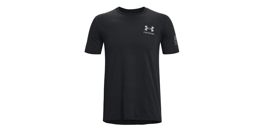 Under Armour Men's Freedom Banner T-Shirt - Moisture-Wicking Performance Tee, Black/Steel, Medium