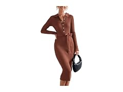 Btfbm Women (M) Long Sleeve Bodycon Sweater Dress