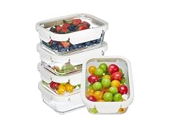 Vtopmart 5 Pack Glass Containers W/ Glass Lids