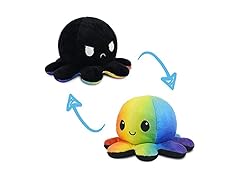 TeeTurtle Reversible Octopus Plushie 4In Black + Rainbow