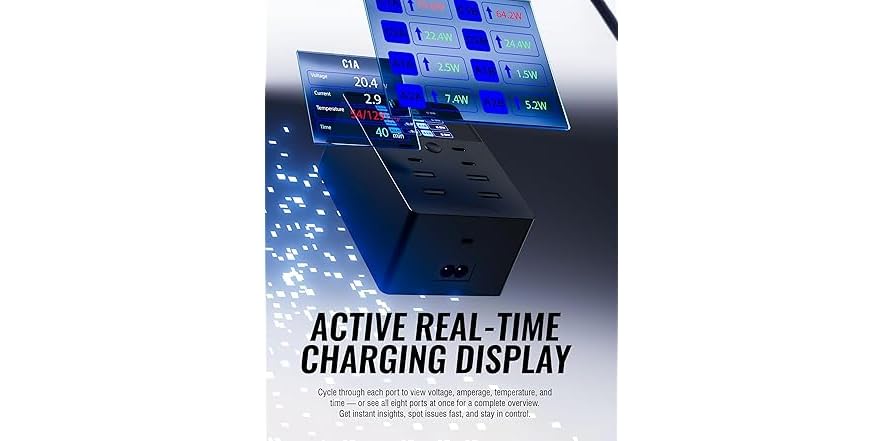 Sabrent 8 Port Charging Station W Lcd Display