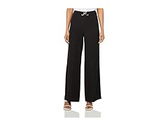 HALSTON H Womens Gold Belt Straight Leg Soft Suiting Pant
