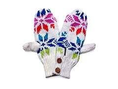 Candy Coated Snowflake Button Mitten, White
