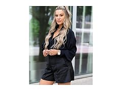 The Drop Black Satin Shorts by