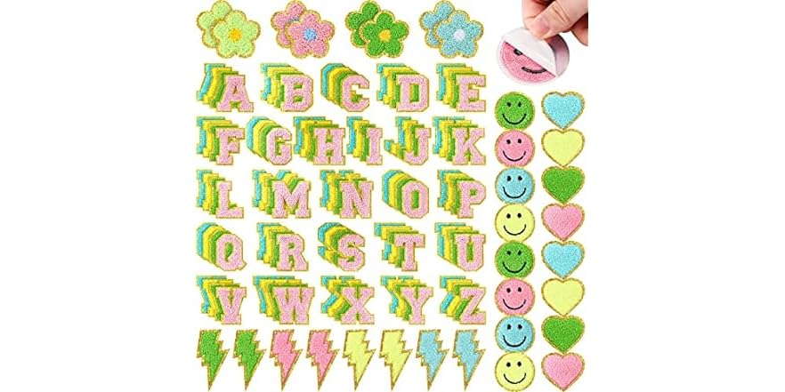 136 Pcs Chenille Iron on Patches