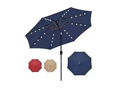HealSmart 9' Solar Umbrella 32 LED Lighted Patio Umbrella Tilt/Crank