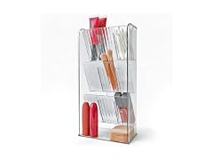 Azar Displays Three Tier Tilt Organizer Freestanding Clear Tilt-Out Bin Tower