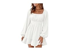 Dokotoo Women Square Neck Fall Dress Tie Dress