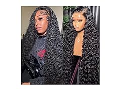 RAYFOG 20 Inch Deep Wave Lace Front Wig