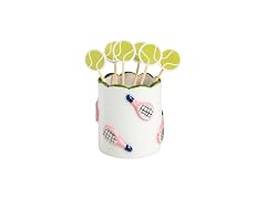 Mud Pie White Ceramic Scattered Rackets Toothpick