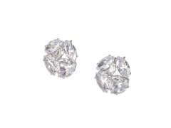 Saffron S/S Silver Tone Cluster Cubic Zirconia Stud Earrings