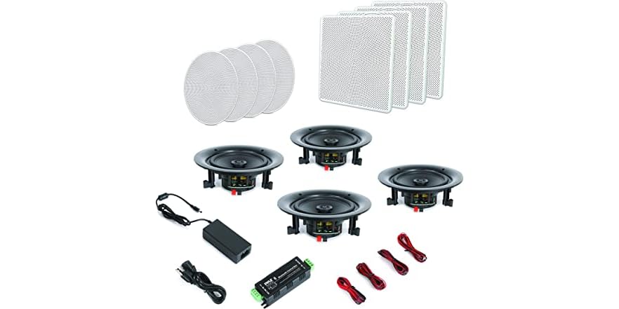 Pyle 8" 4 Bluetooth Flush Mount - In-wall In-ceiling 2-Way Speaker System Quick Connections Changeable Round/S - View #6