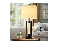 TOBUSA 26" Crystal Table Lamps Single Black