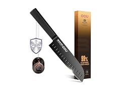 OOU 7" Santoku Knife, Black Blade