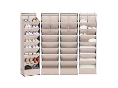 Door Shoe Organizer with 10 Extra Large Pockets, 4-Pack