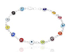 Sterling Silver Multicolored Evil Eye Bracelet
