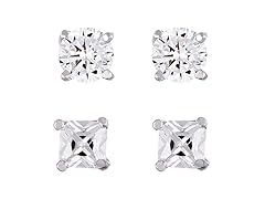 Sterling Silver Princess Cut 6mm Stud Earrings