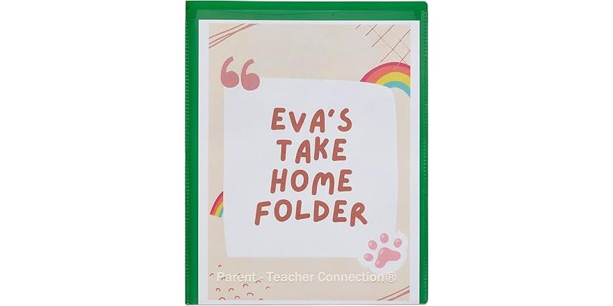ECR4Kids 2-Pocket Parent-Teacher Classroom Communication Folder Green