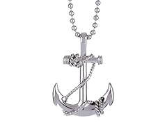 Blackjack Jewelry Polished Stainless Steel Anchor Pendant With 24" Bead Chain