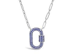Sterling CZ Carabiner Lock Necklace