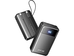 (1 or 2 PACK) 30,000mAh 65W Powerbank with Built-in Cables