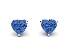 CZ Heart Bluetopaz Earrings