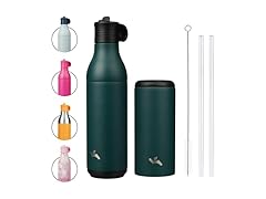 SS Water Bottle with Straw, Green