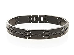 Blackjack Jewelry Black S.Steel CZ Link Bracelet
