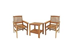Sunnydaze Meranti Wood 3-Piece Outdoor Patio Set