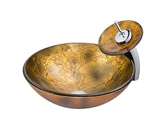 VIGO Copper Shapes Glass Vessel Sink and Waterfall Faucet Set in Chrome
