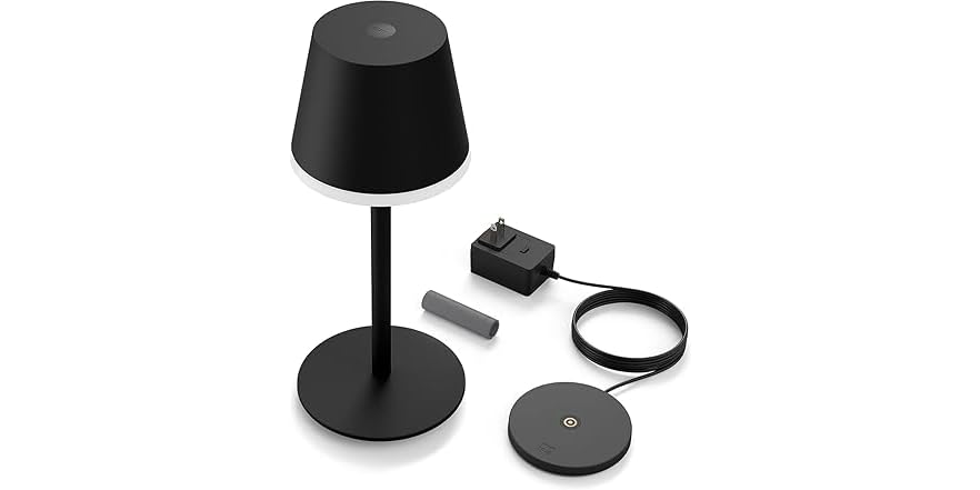 Philips Hue Go Portable Smart Table Lamp – White & Color Ambiance, Battery-Powered (48hr), Indoor/Outdoor, Works With App & Voice (1 Pack)