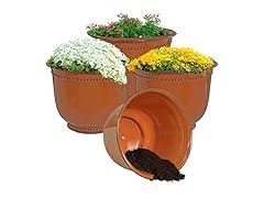 Sunnydaze Michael 14.5" Metal Outdoor Plant Pot Set