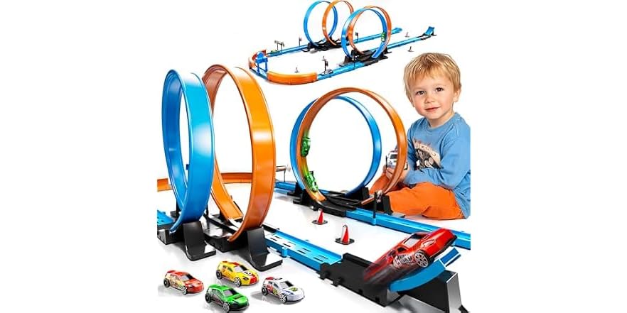 Race Track Set 4 Cars 4 Loops 35 Piece