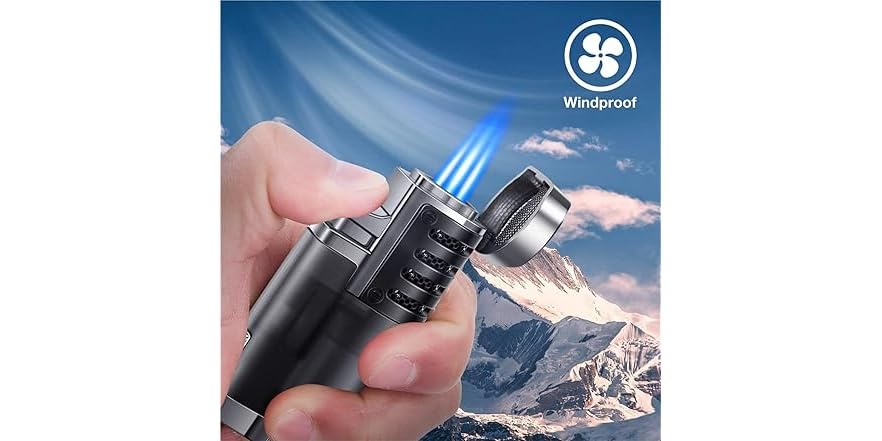 iopklm Refillable Butane, Triple Jet Lighter