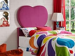 Powell Upholstered Pink Heart Twin Headboard