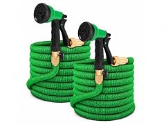 Joeys Garden 25ft Expandable Hose with 8 Function Nozzle, 2PK